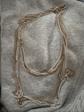 Two-Tone Gold and Silver Multi-Strand Necklace